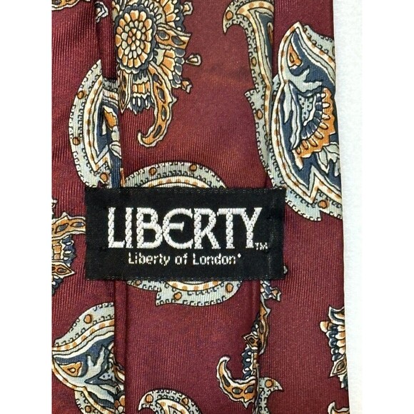 LIBERTY OF LONDON 100% Silk Tie Red Blue Paisley Necktie Made In USA - Picture 3 of 10